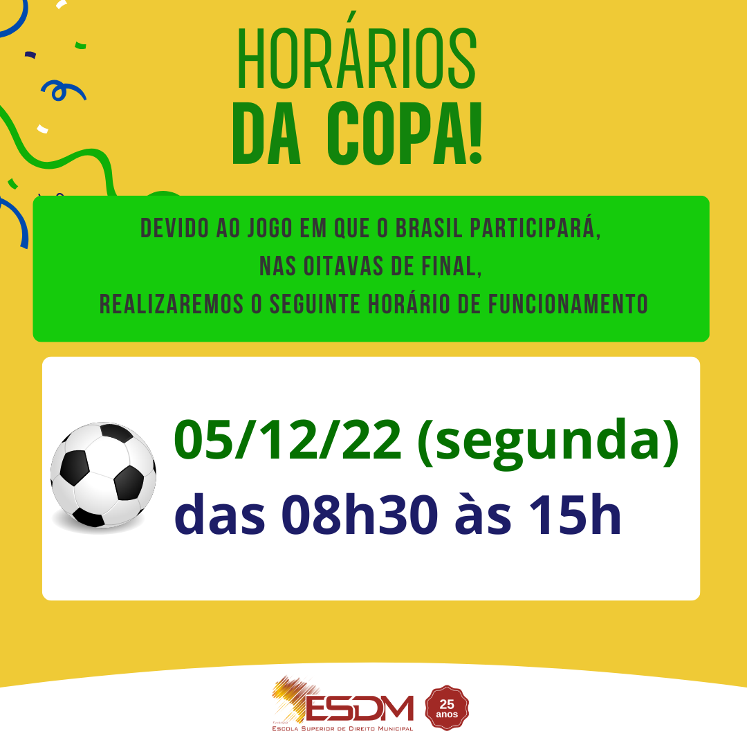 Comunicado: funcionamento durante os jogos do Brasil na Copa do Mundo –  Conselho Regional de Enfermagem do Espírito Santo