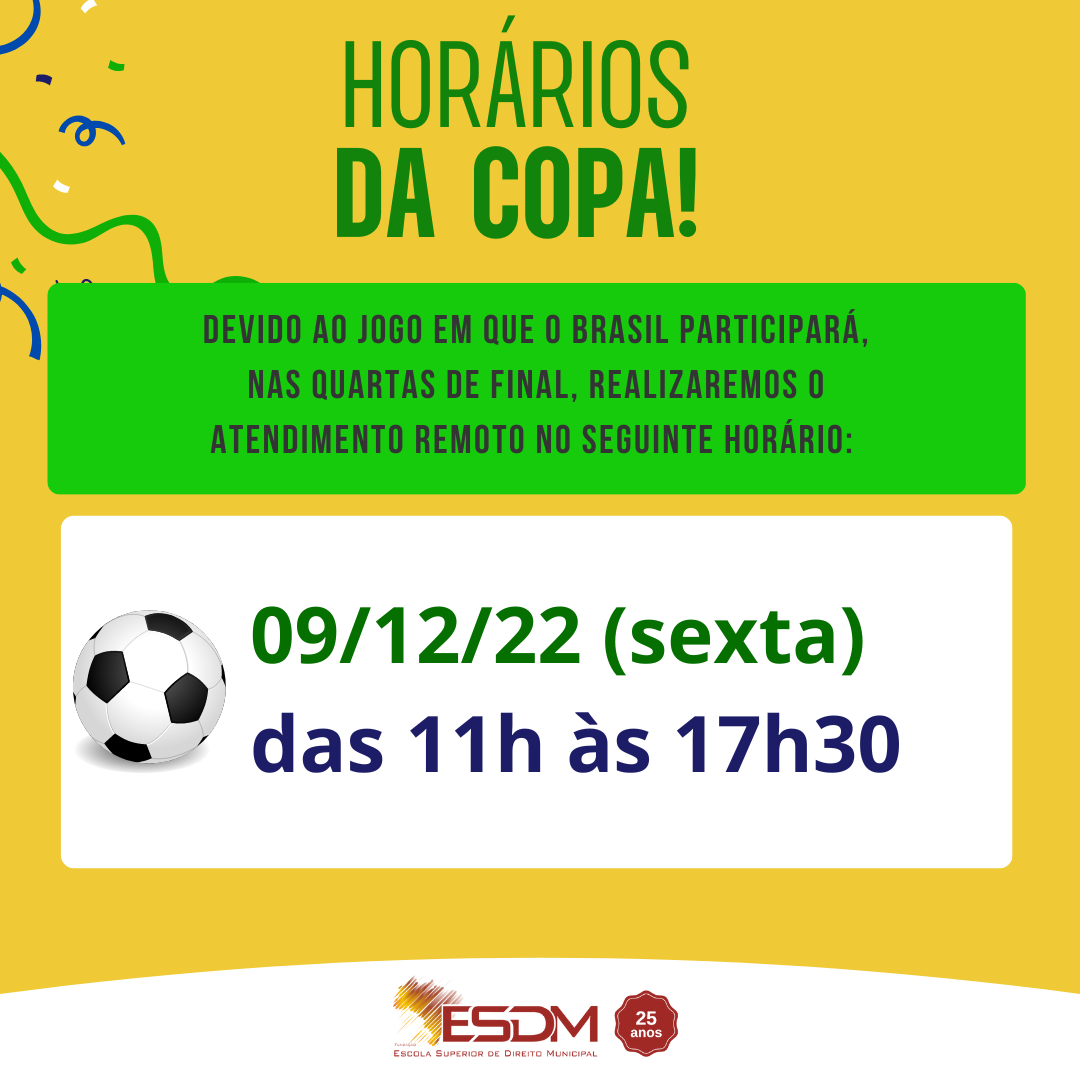 Comunicado 09/12- expediente no jogo do Brasil na Copa/2022